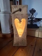 Stehlampe LED Holz Eichenbalken 37cm Windlicht, Stele, Skulptur, Laterne Altholz