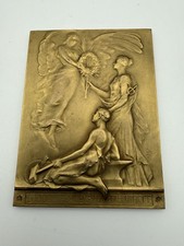 Französischer Artus Bertrand Kautsch Bronzeplakette Arbeit Improbus Omnia Vincit Rollin