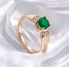 Ring Damen 585 Rolled Rosegold Smaragd Grüner Zirkonia 17,8 mm