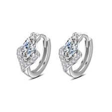 Creolen Ohrringe 925 Silber Zirkon Herz Solitär Sterling