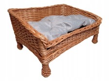 Hundebett Weidenkorb Tierliegekorb  Katze Hund Bett + Kissen