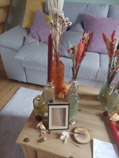 Deko Geburtstag Hochzeit viele Trockenblumen Vasen Kerzenstä. Kartenhalter Holz 