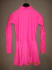 946. glänzend heiß pink Spandex Turnanzug Kleid Langarm T-Ausschnitt 2XL XXL neu