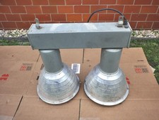 DDR Industrielampe Fabriklampe Strahler 2fach VEB Leuchtenbau Leipzig uh06