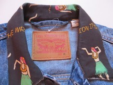 Levi's Jeans Jacke Gr. M, Vintage Denim mit Hawaii Hula Girl Kragen, LIMITED !