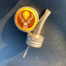 Alter Original Jägermeister Ausgießer aus Metall mit Hirschkopf Logo orange