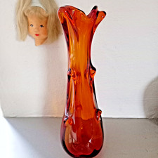 Vintage Murano Noppenvase/ Glas Vase/Bernsteinfarben/ Mundgeblasen/ 32 cm/1082 g