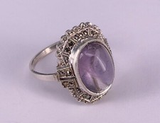 Art Déco Silberring, Amethyst