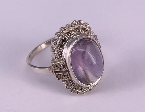 Art déco silberring amethyst - déco, silberring,