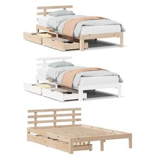 Massivholzbett mit Schubladen