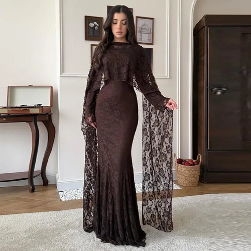 Langes spitzenkleid linie - langes, a-linie