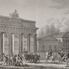 Napoleon Entrée Einzug Berlin Brandenburger Tor Edme Bovinet Kupferstich 1806