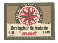 DDR-Etikett HAFENBRÄU Pilsner SPEZIAL VEB Rostocker Brauerei, GK HANSEAT Rostock