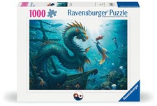 Erwachsenenpuzzle 1000 Teile - Verzauberte Tiefen: Drache, Meerjungfrau und...