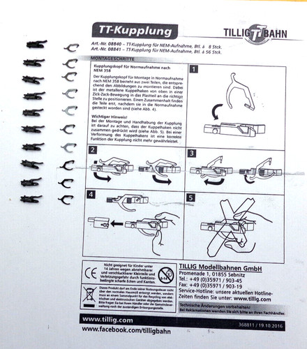 Tillig kurzkupplung 08840 für - kurzkupplung,