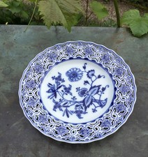 Meissen Durchbruchteller Zwiebelmuster 21 cm Knaufzeit 1860-1924 selten 2. Wahl
