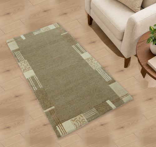 Wollteppich 70x140 taupe - wollteppich, cm