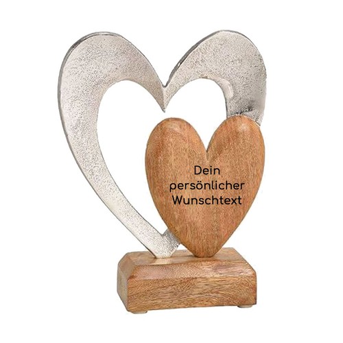 Gravierte deko herzen 21cm mit - deko,