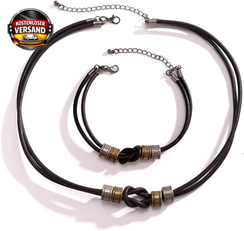 Lederhalskette und armband - lederhalskette,