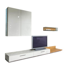 Hülsta Wohnwand Scalic Lack Weiß Natureiche Lowboard 