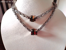 2x EDELSTAHL KÖNIGSKETTEN MIT EDELSTAHL SLIDER ANHÄNGER DREHBAR RÖMISCH