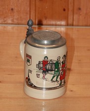 Dortmunder Ritter anno 1999 Bierkrug 0.5 L mit Deckel Steingut Steinzeug Keramik