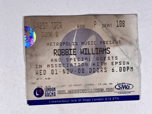 Robbie williams concert ticket - robbie,