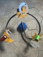 Kinderzimmer Deckenleuchte aus Holz ist der Stern, Mond + Sonne,Metall befestigt