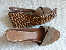 MIU MIU Plateau Schuhe Sandaletten Wedges Braun Gr.39/40  Neu! NP 369 €