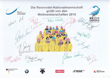 Dt. Rennrodel-Nationalteam - WM 2016, 14 Originalunterschriften!