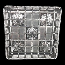 Bleikristall Tablett Servierplatte Quadratisch Massiv Vintage Quadrat Eckig Glas