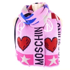 MOSCHINO Schal Tuch Wendeschal Scarf Strick Knit Love Peace Pink Rosa
