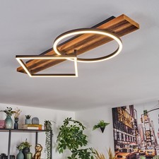 Deckenlampe im Landhausstil, Deckenleuchte aus Holz und Metall Schwarz Weiß