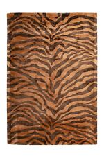 Teppich Kurzflor Tier Muster Grau Orange Streifen Zebra Tiger Design120x170 cm