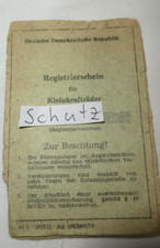 ORIGINAL DDR OLDTIMER REGISTRIERSCHEIN KLEINKRAFTRÄDER SIMSON STAR SR 4 -2/1 -68