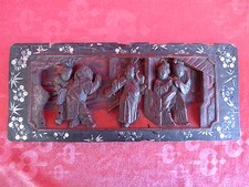 antike Holz -Schnitzerei ,   China (o.Japan) ,   höfische Szenen ,   36cm