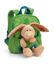NICI Kinderrucksack 21x26cm grün mit flauschigem Kuscheltier Hase 25cm - Kita Ru