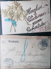 Vintage Deutsche Edelweiß Postkarte 1900er Geburtstag | Hamburg | Deutschland