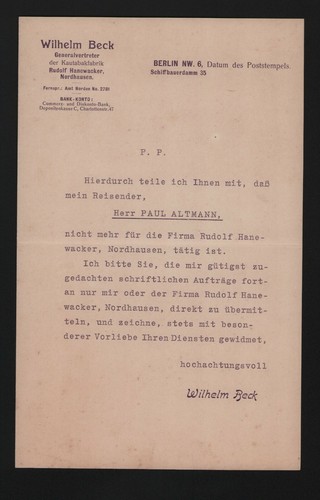 Berlin brief 1920 - 1920,, wilhelm