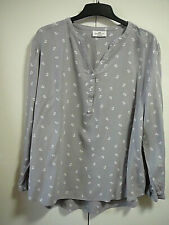 Z Gina Benotti Bluse Tunika Gr 44/46 grau blau kleine weiße Anker Krempelärmel