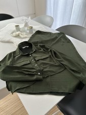 Schicker Rock und Bluse zweiteilig Dunkelgrün Satin Gr L von Zara