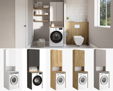 Waschmaschinenschrank Hochschrank Badschrank 120cm 210cm Weiß Sonoma Anthrazit