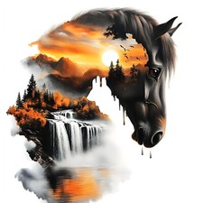 Deko Bild Pferd Wasserfall