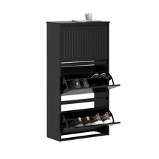 B-Waren Schuhkipper mit 3 Klappen Schuhschrank Schuhregal FSR165-H-SCH-bwaren