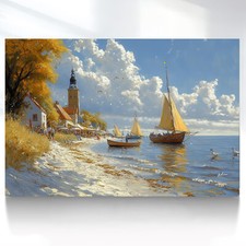 Leinwand Bild Strand Meer Boot