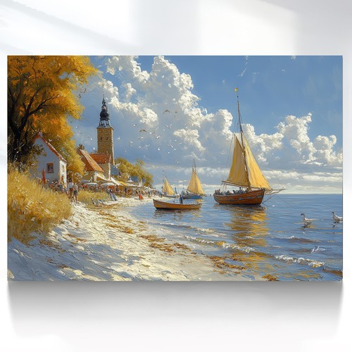 Leinwand bild strand - meer, boot