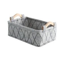 Filz Aufbewahrungsbox Faltbarer Korb mit Holzgriffen für zu Hause Wohnzimmer