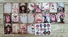 Scrapbooking Papier Sticker Set Feen, Landschaft Hintergrundmotive 21 teilig