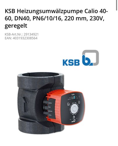 Ksb calio heizungspumpe - 40-60,