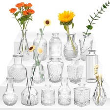 16 Mini Glasvasen für Tischdeko kleine Vasen Hochzeitsdeko Vintage Vasen Deko